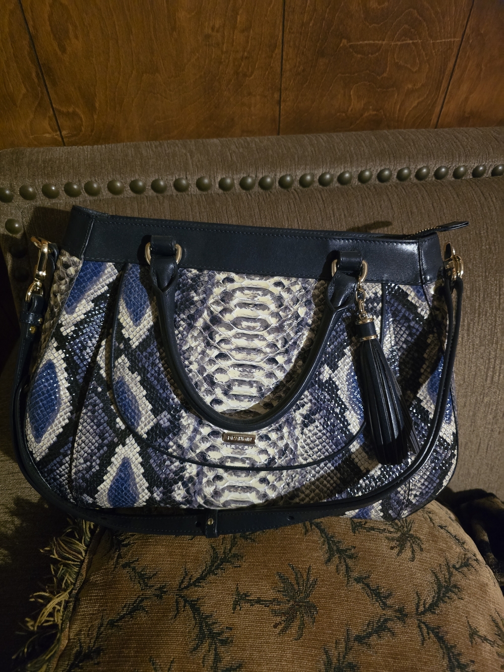Brahmin Raelynn Ballington Satchel in Cobalt blue snakeskin W/ Matching Wallet - Picture 2 of 16